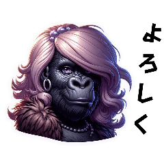 Gorilla wearing a wig