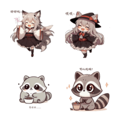 少女狐狸和浣熊