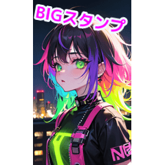 Neon punk girl in the night city