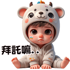 Cute little baby expression sticker