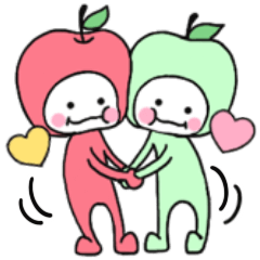 Apple and happy friends