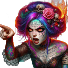 Gothic Girl on Fire with Anger