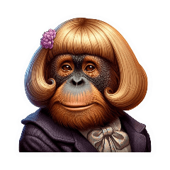 [For arrangement]Orangutan wearing a wig