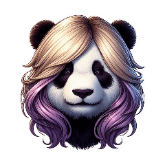 Panda wearing a wig