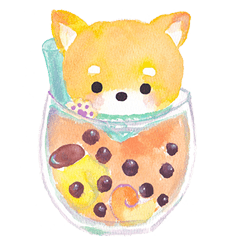 Watercolor animals enjoying food.