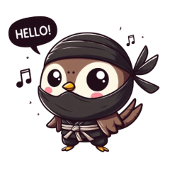 Cute ninja tree sparrow sticker 001