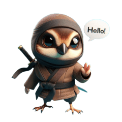 Cute ninja tree sparrow sticker 002