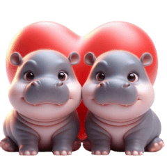 Cute white twin pygmy hippos v.1