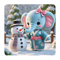 cute elephant wearing kimono6 winter