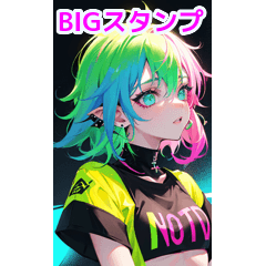 Neon punk girl with cute earrings