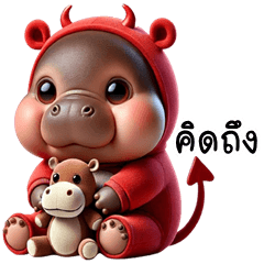 Hippo wear devil Mascot (THAI)