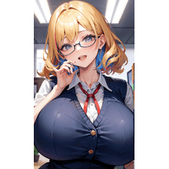 blonde girl with glasses sticker