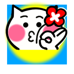 White cat sticker0001