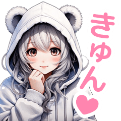 A cute girl with white bear ears