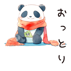 Warm Muffler Panda Stickers