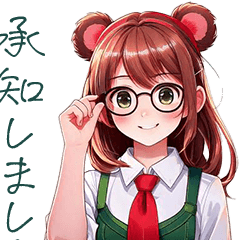 Glasses girl with cute bear ears