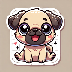 Charming Pug Stickers