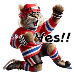 Ice Hockey-Loving Cat Stickers