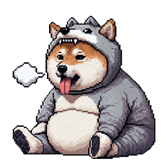 Pixel art wolf costume fat shiba