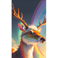 rainbow colored deer