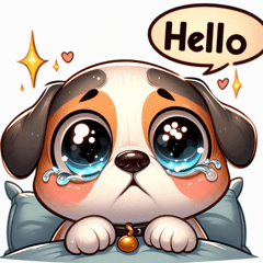 Teary-eyed Dog Stickers @SFW