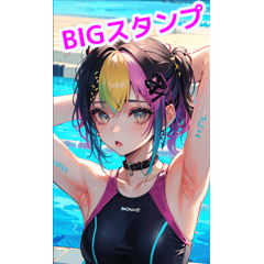 Attractive rock punk swimsuit girl