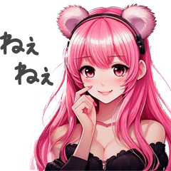 A girl with pink hair and bear ears