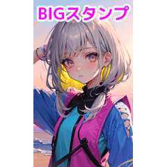 Colorful silver-haired girl