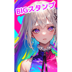 Cool colorful silver-haired girl