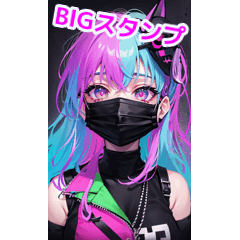 Masked girl dyed in rock punk style