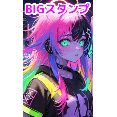 attractive neon punk girl