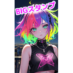 Neon punk girls decorate the night city