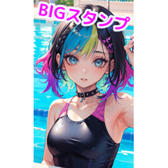 Cute rock punk swimsuit girl