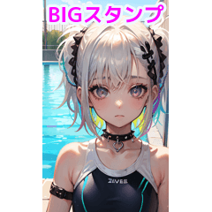 Cute silver-haired swimsuit girl