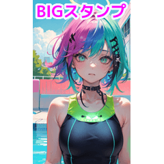 Cool neon punk swimsuit girls