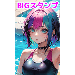 Cool rock punk swimsuit girl