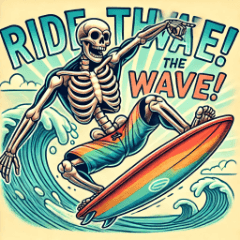 Riding the Waves with Muscular Skeleton! – LINE stickers | LINE STORE