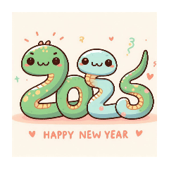 Happy new year, 2025, snake, greetings