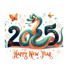 Happy New Year, 2025, Snake, Greetings2