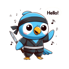 Cute ninja parrot sticker 001