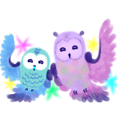 Happy Owl(Two friendly owls)