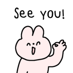 Pink Bunny English - Stiker LINE | LINE STORE
