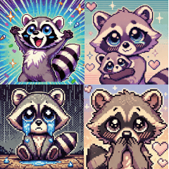 Pixel Raccoon: Cute Stickers