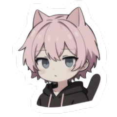 The stickers of a boy with pink hair