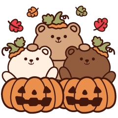 CUTE BEAR IN AUTUMN & HALLOWEEN