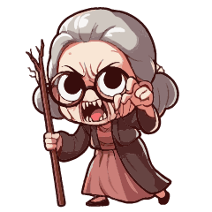 scary cartoon grandma