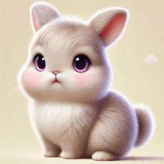 "Fluffy Pink-Eyed Rabbit"