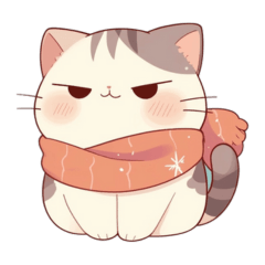 chubby cat in winter