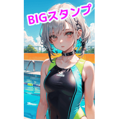 silver hair rock punk swimsuit