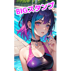 Colorful rock punk swimsuit girls